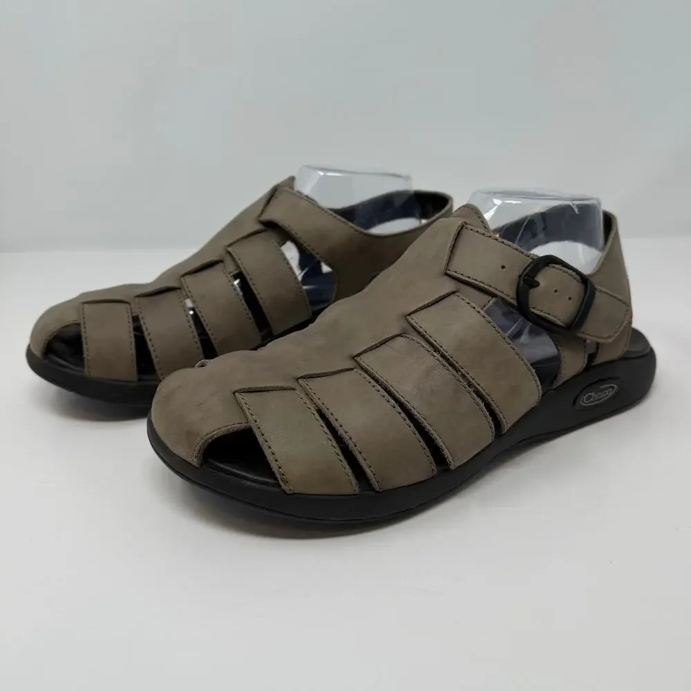 Chaco Fishermen's Sandals Men's 9  Brown Leather Casual Hippie Sandals